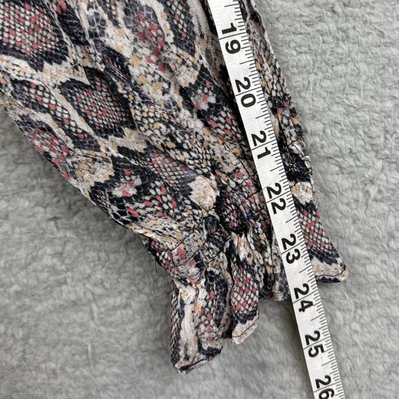 Allsaints Sheer Silk Blouse Penny Mirsa Snakeskin Faux Wrap Size S Designer Edgy - Picture 7 of 8